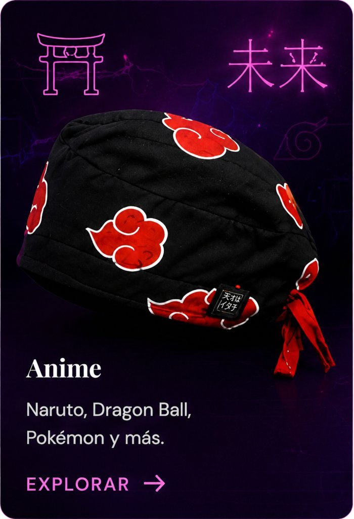 Gorros quir&uacute;rgicos Anime — Naruto, Dragon Ball, Pok&eacute;mon