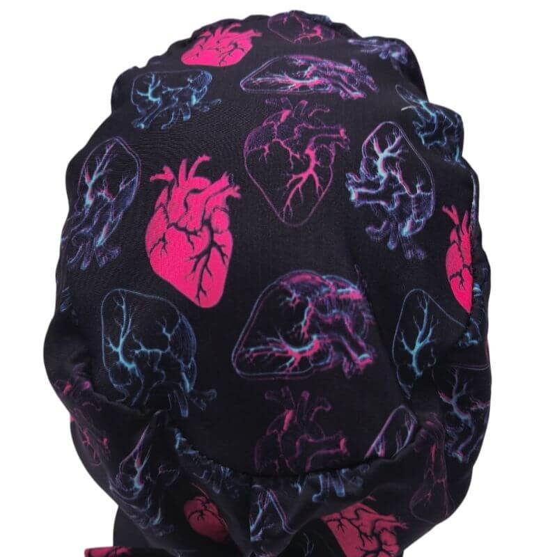 Gorro quirúrgico corazones neón cardiología hecho en México