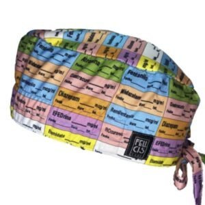 Gorro quirúrgico etiquetas anestesia anestesiólogo hecho en México y banda antisudor.