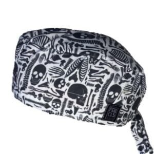 Gorro quirúrgico huesos negro esqueleto traumatología ortopedia hecho en México