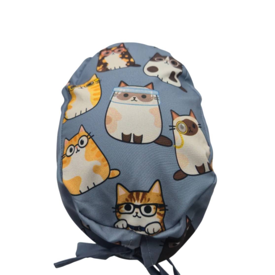 Gorro quirúrgico Gatitos Kawai con lentes hecho en México