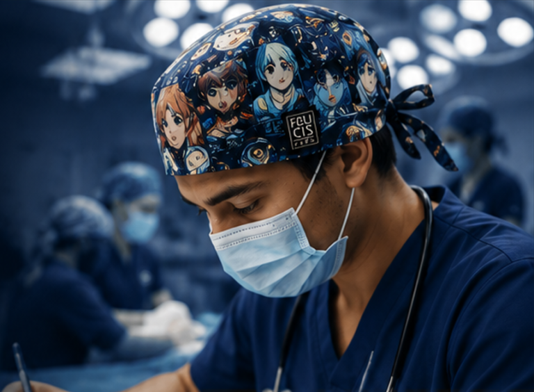 Estudiante de medicina con gorro quirúrgico personalizado anime — Felicis Caps